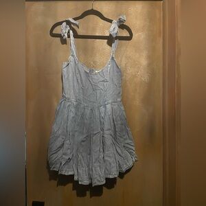 Vintage Havana Blue Denim Jumpsuit With Tie Up Straps